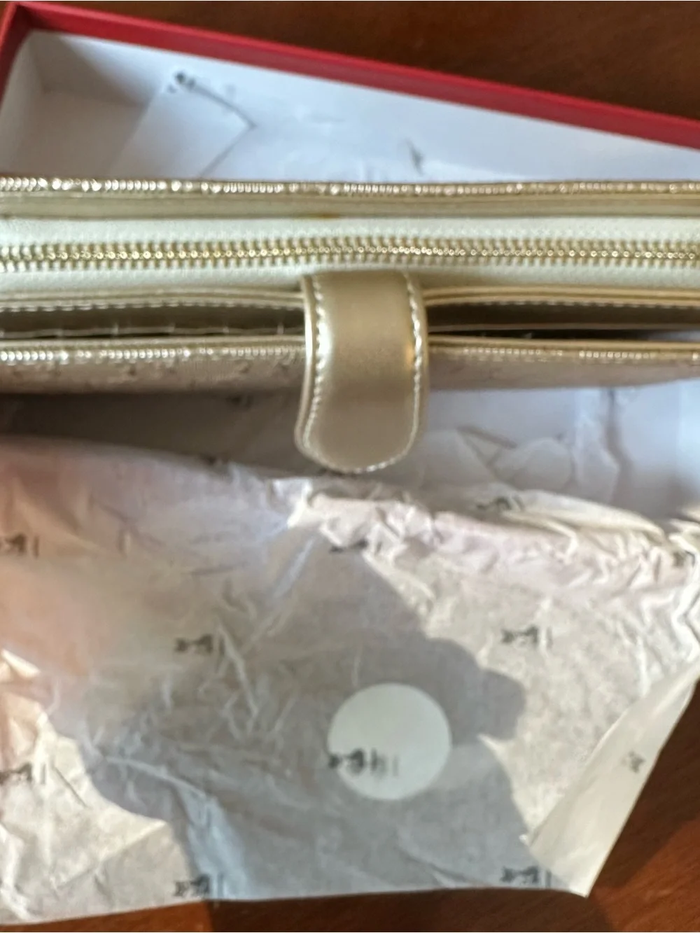 FOXER Gold Quilted Wallet Clutch - Elegant Metallic Finish